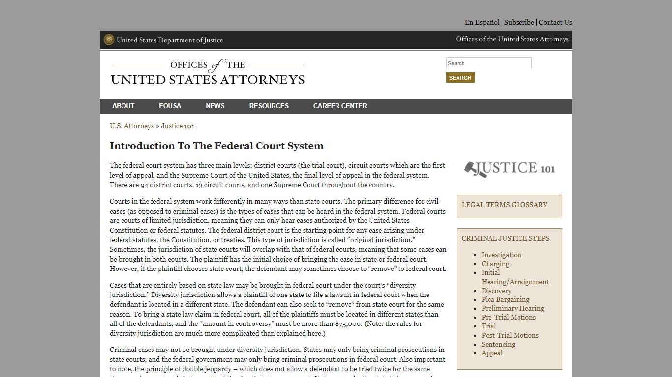 Introduction To The Federal Court System - United States Department of ...